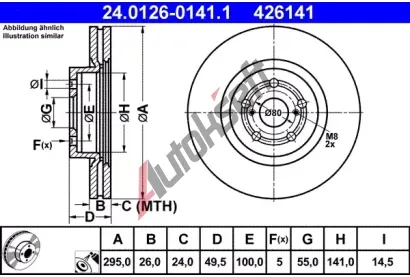 ATE Brzdov kotou - 295 mm AT 426141, 24.0126-0141.1