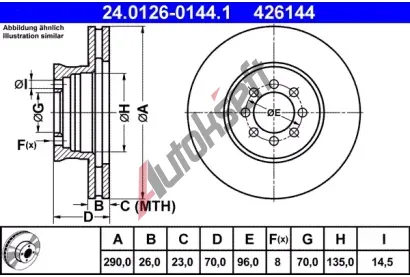 ATE Brzdov kotou - 290 mm AT 426144, 24.0126-0144.1