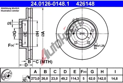 ATE Brzdov kotou - 273 mm AT 426148, 24.0126-0148.1