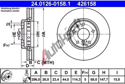 ATE Brzdov kotou - 296 mm AT 426158, 24.0126-0158.1