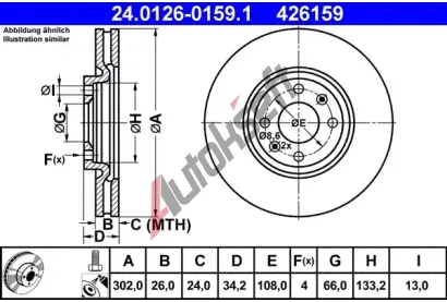 ATE Brzdov kotou - 302 mm AT 426159, 24.0126-0159.1