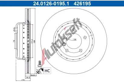 ATE Brzdov kotou - 338 mm AT 426195, 24.0126-0195.2