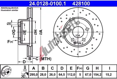 ATE Brzdov kotou - 295 mm AT 428100, 24.0128-0100.1