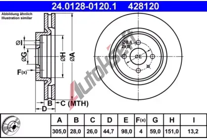 ATE Brzdov kotou - 305 mm AT 428120, 24.0128-0120.1