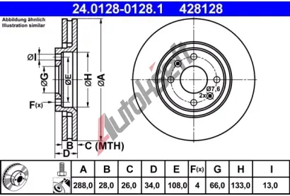 ATE Brzdov kotou - 288 mm AT 428128, 24.0128-0128.1