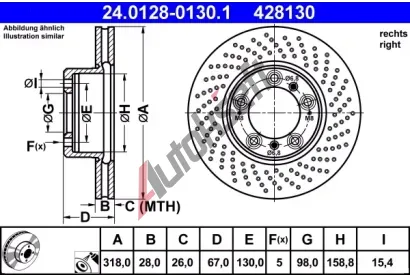 ATE Brzdový kotouč - 318 mm AT 428130, 24.0128-0130.1  ATE Brzdový kotouč - 318 mm AT 428130, 24.0128-0130.1