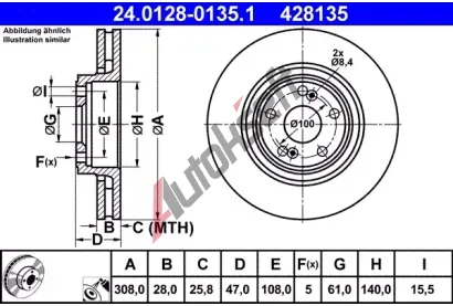 ATE Brzdov kotou - 308 mm AT 428135, 24.0128-0135.1