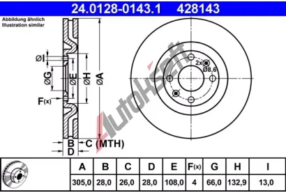 ATE Brzdov kotou - 305 mm AT 428143, 24.0128-0143.1