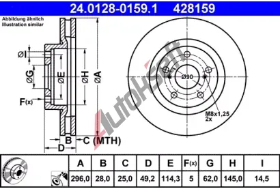 ATE Brzdov kotou - 296 mm AT 428159, 24.0128-0159.1