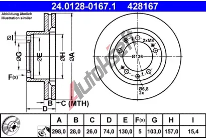 ATE Brzdov kotou - 298 mm AT 428167, 24.0128-0167.1