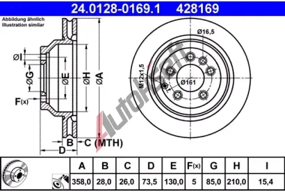 ATE Brzdov kotou - 358 mm AT 428169, 24.0128-0169.1