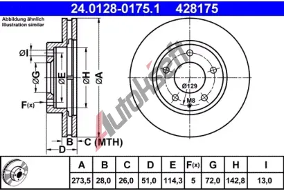 ATE Brzdov kotou - 274 mm AT 428175, 24.0128-0175.1