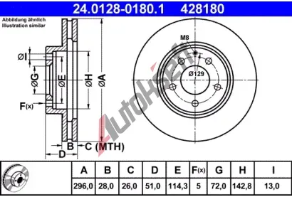 ATE Brzdov kotou - 296 mm AT 428180, 24.0128-0180.1