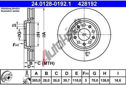 ATE Brzdov kotou - 305 mm AT 428192, 24.0128-0192.1