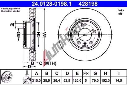 ATE L brzdov kotou - 315 mm AT 428198, 24.0128-0198.1