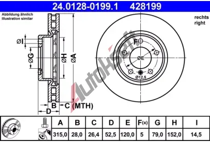 ATE Brzdov kotou - 315 mm AT 428199, 24.0128-0199.1