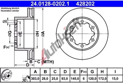 ATE Brzdov kotou - 303 mm AT 428202, 24.0128-0202.1