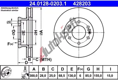 ATE Brzdov kotou - 300 mm AT 428203, 24.0128-0203.1