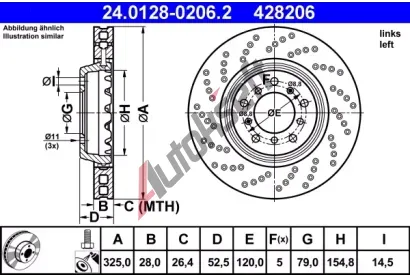 ATE L brzdov kotou - 325 mm AT 428206, 24.0128-0206.2