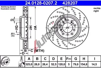 ATE Brzdov kotou - 325 mm AT 428207, 24.0128-0207.2