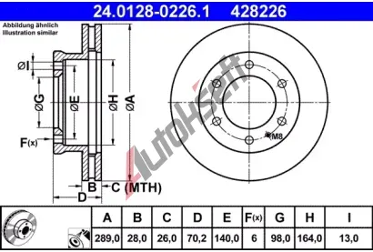 ATE Brzdov kotou - 289 mm AT 428226, 24.0128-0226.1