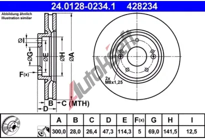 ATE Brzdov kotou - 300 mm AT 428234, 24.0128-0234.1