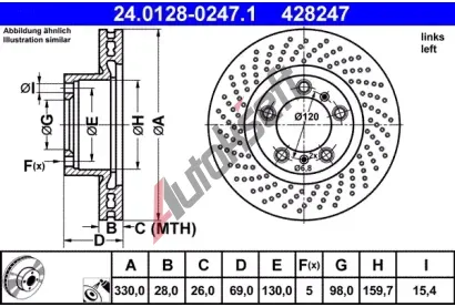 ATE Brzdov kotou - 330 mm AT 428247, 24.0128-0247.1