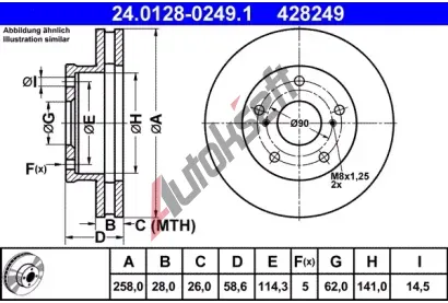 ATE Brzdov kotou - 258 mm AT 428249, 24.0128-0249.1