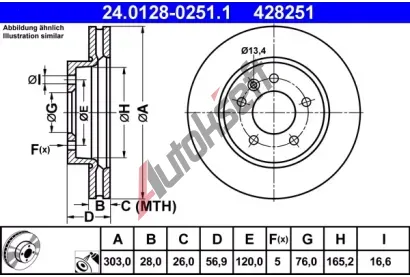 ATE Brzdov kotou - 303 mm AT 428251, 24.0128-0251.1