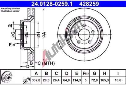 ATE Brzdov kotou - 332 mm AT 428259, 24.0128-0259.1