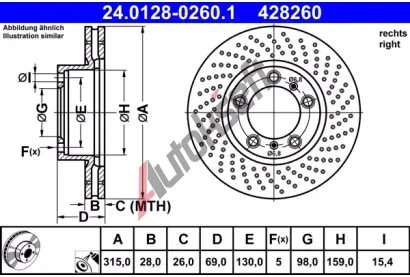 ATE Brzdový kotouč - 315 mm AT 428260, 24.0128-0260.1  ATE Brzdový kotouč - 315 mm AT 428260, 24.0128-0260.1