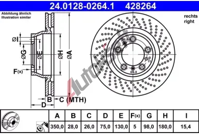 ATE Brzdový kotouč - 350 mm AT 428264, 24.0128-0264.1  ATE Brzdový kotouč - 350 mm AT 428264, 24.0128-0264.1