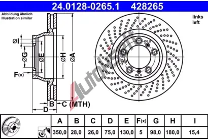 ATE Brzdový kotouč - 350 mm AT 428265, 24.0128-0265.1  ATE Brzdový kotouč - 350 mm AT 428265, 24.0128-0265.1