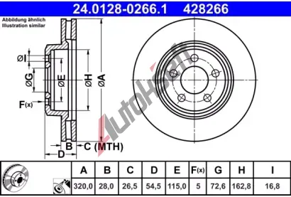 ATE Brzdov kotou - 320 mm AT 428266, 24.0128-0266.1