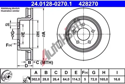 ATE Brzdov kotou - 302 mm AT 428270, 24.0128-0270.1