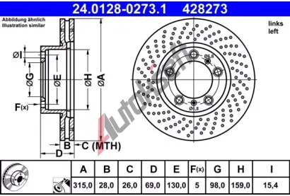 ATE Brzdov kotou - 315 mm AT 428273, 24.0128-0273.1
