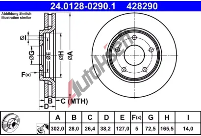 ATE Brzdov kotou - 302 mm AT 428290, 24.0128-0290.1