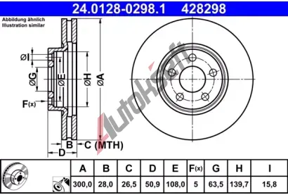 ATE Brzdov kotou - 300 mm AT 428298, 24.0128-0298.1