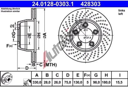 ATE Brzdov kotou - 330 mm AT 428303, 24.0128-0303.1