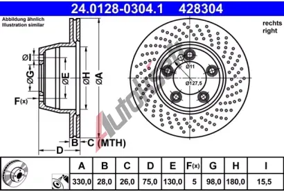 ATE Brzdov kotou - 330 mm AT 428304, 24.0128-0304.1