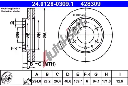 ATE Brzdov kotou - 294 mm AT 428309, 24.0128-0309.1