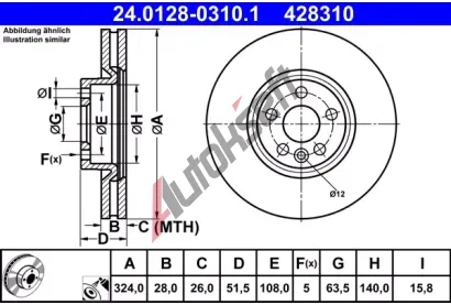 ATE Brzdov kotou - 324 mm AT 428310, 24.0128-0310.1