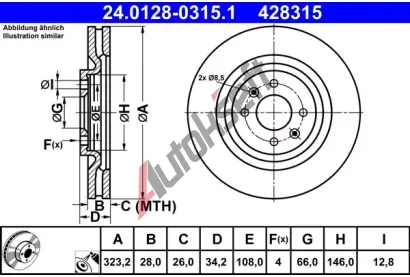 ATE Brzdov kotou - 323 mm AT 428315, 24.0128-0315.1