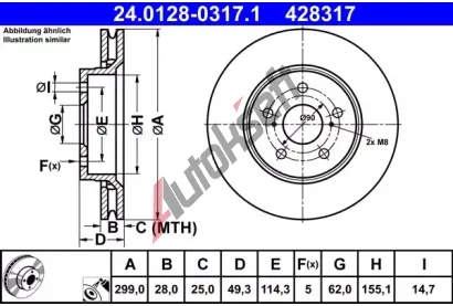 ATE Brzdov kotou - 299 mm AT 428317, 24.0128-0317.1