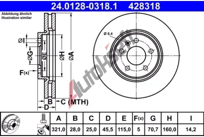 ATE Brzdov kotou - 321 mm AT 428318, 24.0128-0318.1
