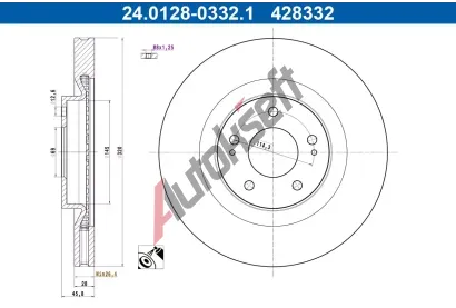 ATE Brzdový kotouč - 320 mm AT 428332, 24.0128-0332.1 ATE Brzdový kotouč - 320 mm AT 428332, 24.0128-0332.1