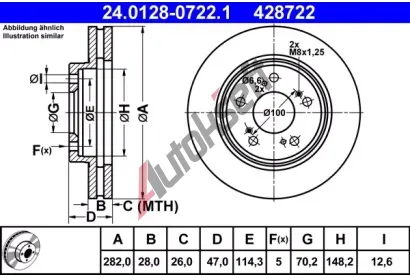 ATE Brzdov� kotou� - 282 mm AT 428722, 24.0128-0722.1