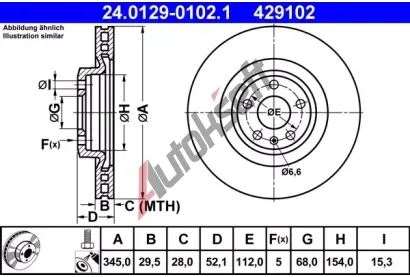 ATE Brzdov kotou - 345 mm AT 429102, 24.0129-0102.1