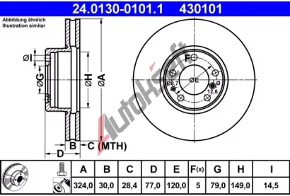 ATE Brzdov kotou - 324 mm AT 430101, 24.0130-0101.1