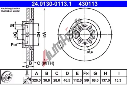 ATE Brzdov kotou - 320 mm AT 430113, 24.0130-0113.1